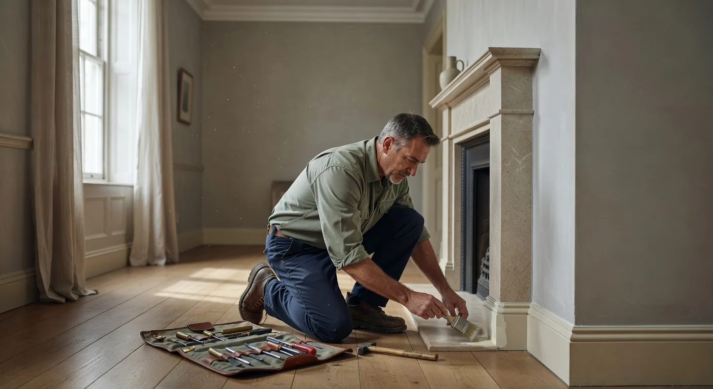 Reactive repairs to period fireplace and skirting — London handyman